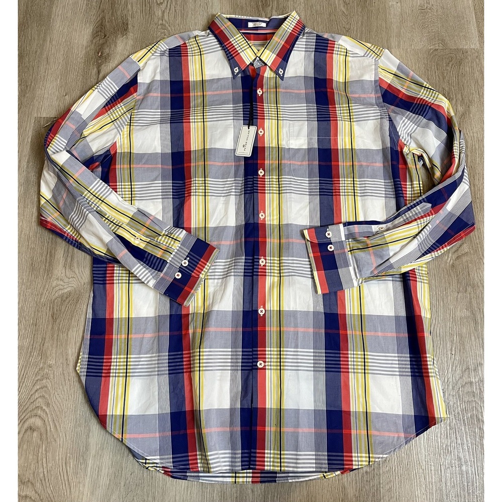Peter Millar Button Down Shirt Mens Extra Large XL Plaid Weekend